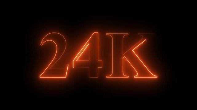Neon 24K ultra HD orange color text icon on black background. 11k followers, likes, subscribers.	