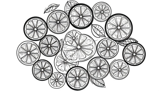 Lemons and lemon slices illustration.
