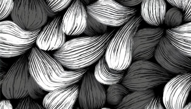 Monochrome Background With Abstract Brush Marks Seamless Vector Pattern
