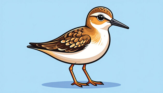 Brown and white small shorebird standing.
