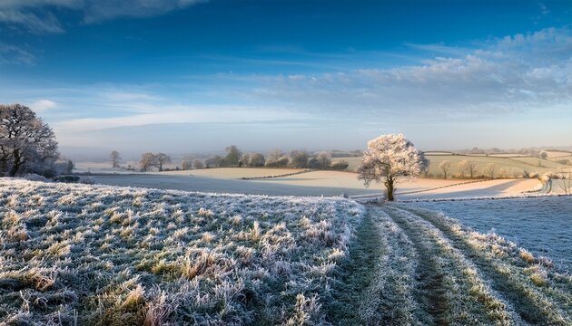Hard Frost Over Fields In The Berkshire Countryside