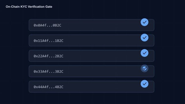 On-chain kyc verification interface with blockchain wallet address validation and success checkmarks