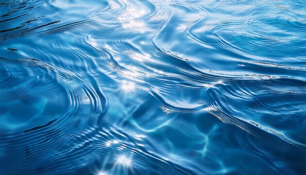 Abstract Light Blue Water Surface Background With Clear Ripples And Caustics