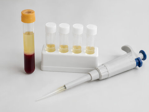 Clinical serum aliquoting setup with cryovials and micropipette