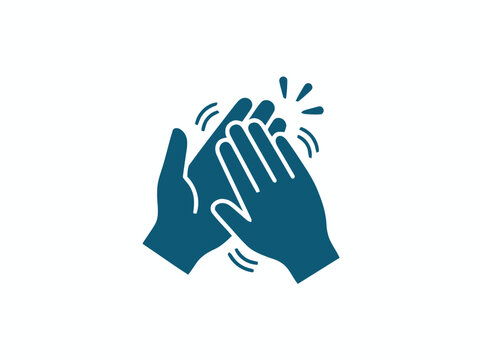 Applause Icon: Hands Clapping together with motion lines, isolated on white background