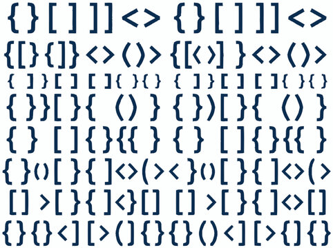 Abstract Geometric Patterns: Braces, Brackets, and Angle Brackets - Dark Blue