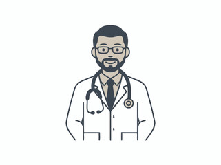 Fototapeta premium Male Doctor with Stethoscope and Lab Coat, Friendly Medical Professional Icon