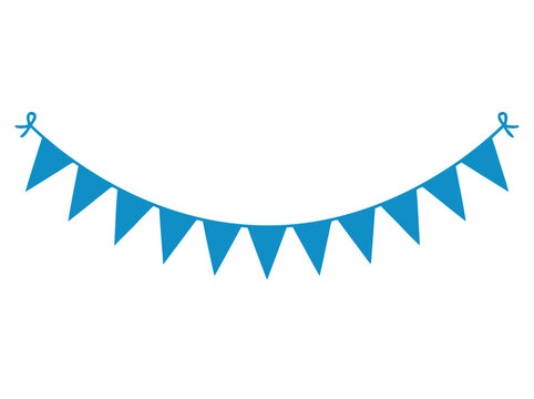 Blue Triangle Bunting Garland Banner on White Background
