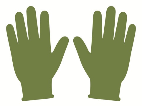Gardening Gloves Icon - Green Pair of Hand Protection Mittens