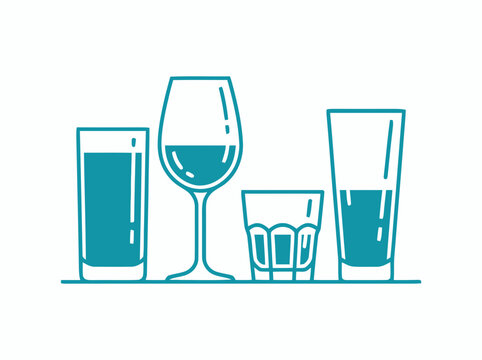 Diverse Drinkware Collection: Wine Glass, Highball, Rocks, and Water Glass