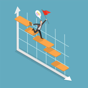 3D Isometric Flat Vector Illustration of Gantt Chart, Monitoring Workflow And Meet Target Deadlines