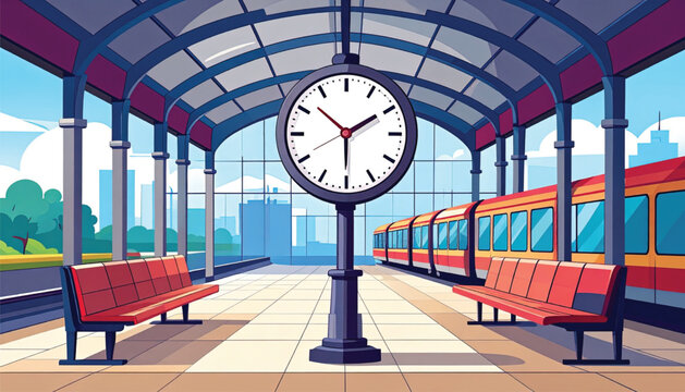 Large clock at train station platform.