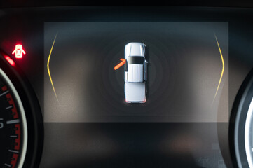 Obraz premium Car backup system shows rear view in monitor display