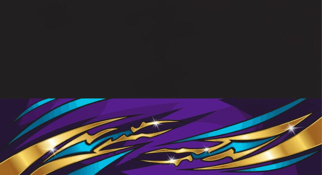 Luxury purple and gold sport vehicle wrap graphic.