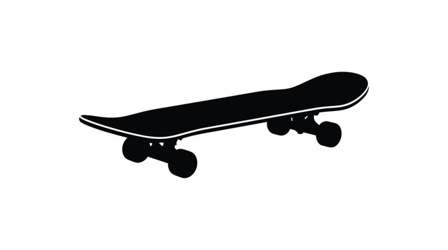 Skateboard Silhouette On White Background Minimalist Vector Illustration