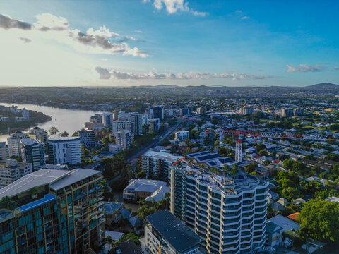 Aerial view of Kangaroo Point and Brisbane suburbs