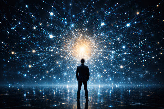 Businessman Facing Global Artificial Intelligence Network