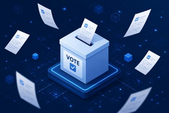 Ballot box receiving votes in digital voting network