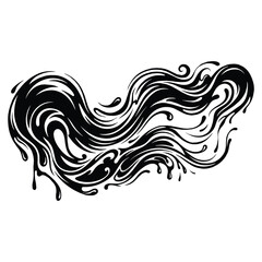 Fototapeta premium Abstract black ink wave design with dynamic fluid motion on white background.