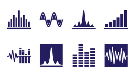 Obraz premium Purple audio wave and equalizer icons.