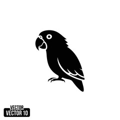 Naklejka premium Black silhouette of a parrot on a white background, vector illustration
