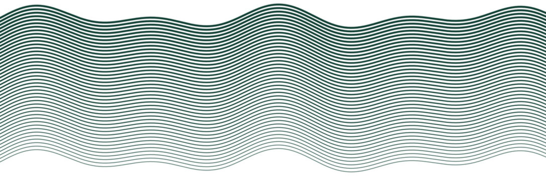 Elegant dark green parallel wavy lines, minimalist rhythmic flow design for modern creative backdrop