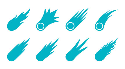 Teal comet and falling star celestial body silhouettes. © Paramount