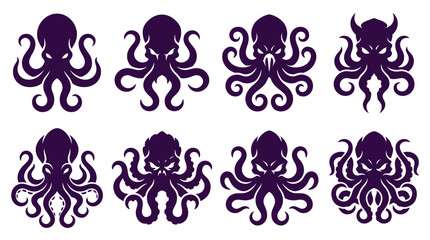 Purple octopus and sea monster silhouette set. © Paramount