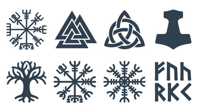 Dark gray Norse viking runes and celtic symbols.