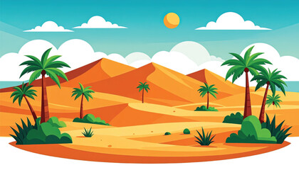 Obraz premium Palm trees in desert landscape scene.
