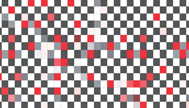 Colorful checkered pattern with red dots.