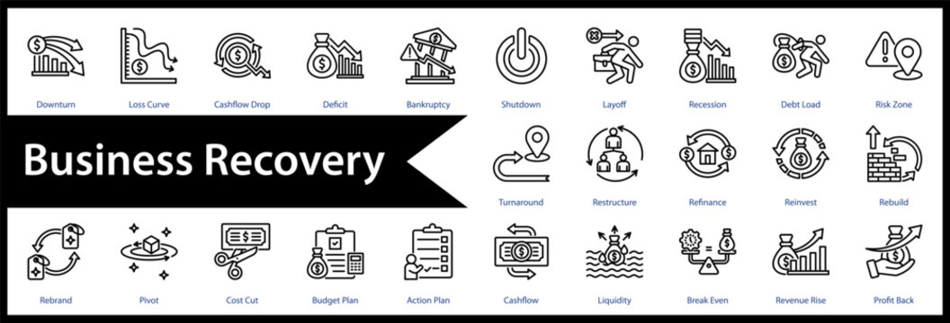 Business Recovery web icon set and collection