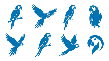 Blue parrot and macaw silhouettes collection © Penjual