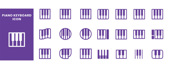 Piano Keyboard Icons Set Vector Glyph Silhouette Collection for Music App and Design © Artixa