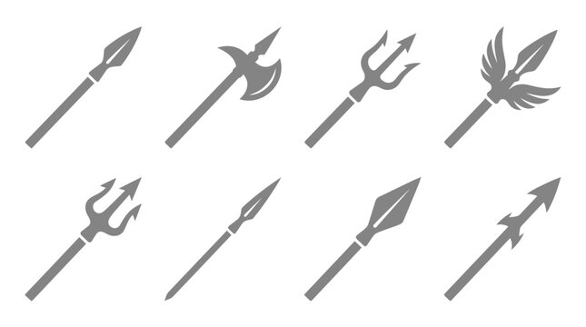 Historical spear and halberd silhouettes for medieval themes.
