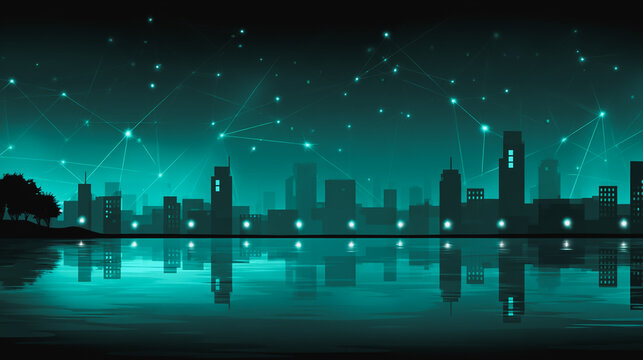 Smart digital Innovation city with connection network reciprocity over the city of future smart wireless digital city and social media networking systems that connects people with in city
