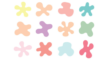 Fototapeta premium Set of colorful abstract organic shapes and hand drawn blobs in pastel colors on a white background
