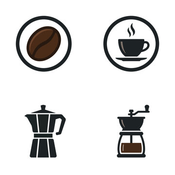 Coffee bean coffee maker icons.