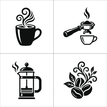 Coffee Cup And Brewing Icons.