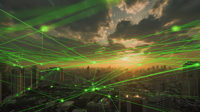 Smart digital Innovation city with connection network reciprocity over the city of future smart wireless digital city and social media networking systems that connects people with in city