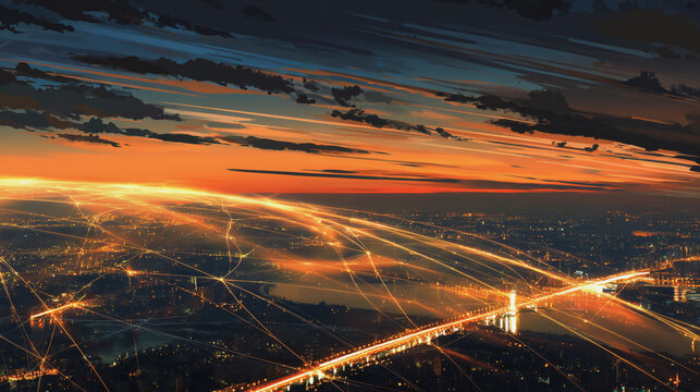 Smart digital Innovation city with connection network reciprocity over the city of future smart wireless digital city and social media networking systems that connects people with in city