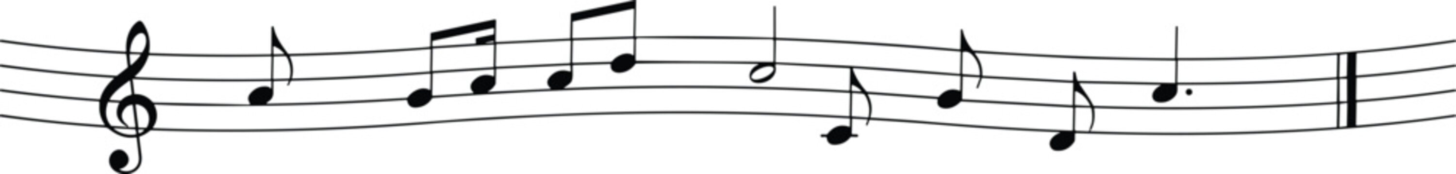 A single musical staff with a treble clef and various notes including eighth notes and a dotted quarter note illustrating basic musical notation and concepts