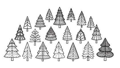 Obraz premium Collection of various pine tree shapes.