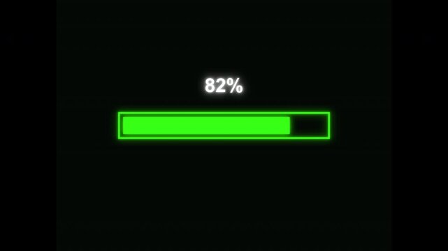 Loading bar horizontal futuristic green laser cyberpunk style countdown progress bar 4k