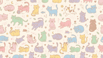 Naklejka premium Colorful cats in various poses.