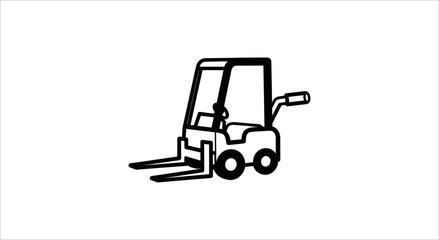 Naklejka premium Simple Line Art Icon of a Forklift Truck.