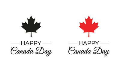 Fototapeta premium Happy canada day greeting with maple leafs