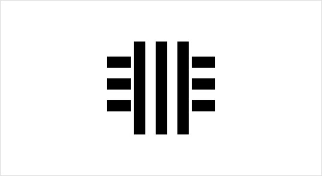 Abstract Geometric Symbol with Vertical Lines and Horizontal Bars.