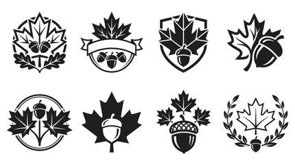 Maple leaf and acorn emblem icon collection. © slamet