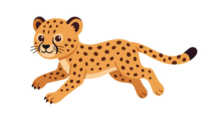 Cute running cheetah cub with spots. © Syamsul